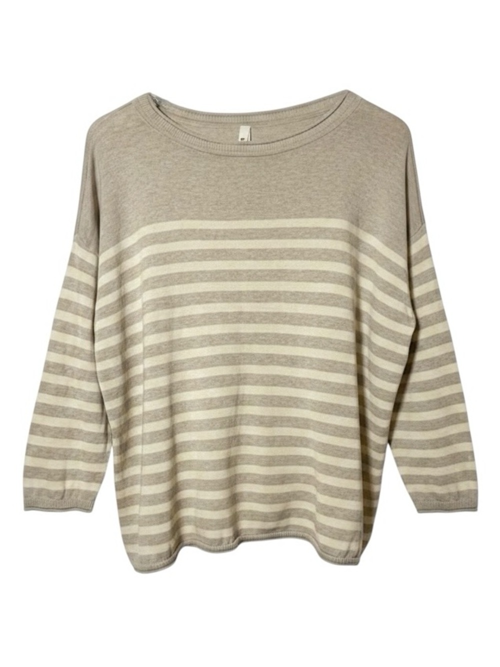 Pact Organic Cotton Fine Knit Stripe Wide Neck Sweater XL